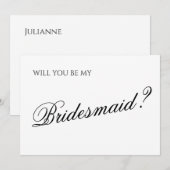 Invitation Demande Demoiselle d'Honneur Script Minimal (Devant / Derrière)