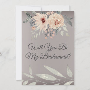 Invitation Demande Élégante Argent Fleurie Veux-Tu Être Ma De