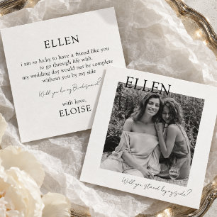 Invitation Demande Élégante de Demoiselle d'Honneur avec Phot