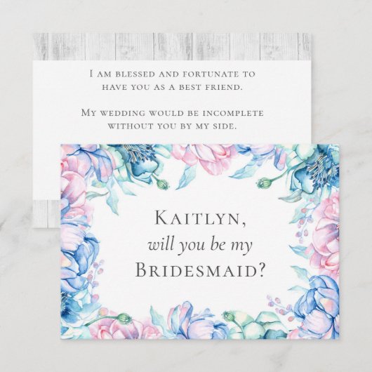 Invitation Demande en mariage élégante florale rustique en bo (Devant / Derrière)