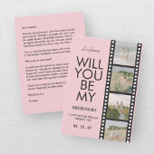 Invitation Demande en mariage originale avec une bobine rose