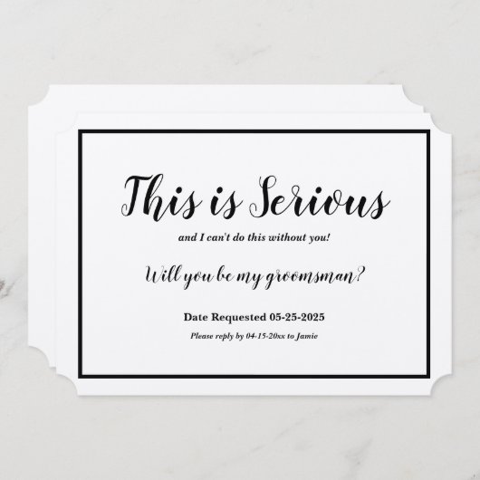 Invitation Demande Groomsman Ceci est sérieux (Devant / Derrière)