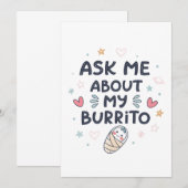 Invitation Demande-moi à propos de mon bébé burrito mignon (Devant / Derrière)