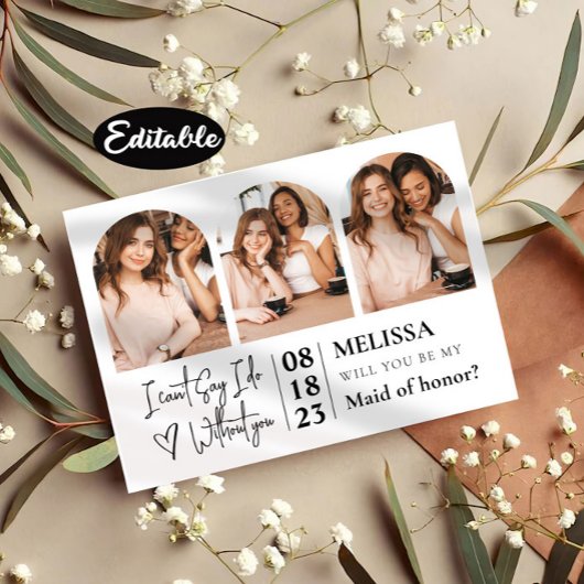 Invitation Demande originale demoiselle d'honneur avec un col