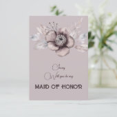 Invitation Demande Parrain de Mariage Fleur Rose Poussiéreux (Debout devant)