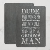 Invitation Démarche de garçon d'honneur drôle en costume (Devant / Derrière)