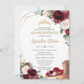 Invitation Démarrage du Casquette Quinceañera Burgundy Blush  (Devant)