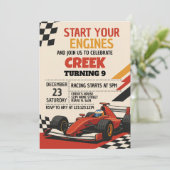 Invitation Démarrez Vos Moteurs ! Voiture de course Invitatio (Debout devant)