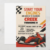 Invitation Démarrez Vos Moteurs ! Voiture de course Invitatio (Devant / Derrière)