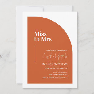 Invitation Demi-arc minimal orange Mlle à Mme Fête des mariée