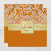 Invitation Demi d'invitation orange de ruban d'or de (Devant / Derrière)