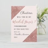 Invitation Demoiselle d'honneur à paillettes et sequins rose  (Debout devant)