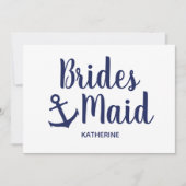 Invitation Demoiselle d'honneur bleu marine nautique avec anc (Devant)