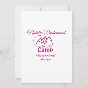 Invitation Demoiselle d'honneur de camp rose ajouter nom date