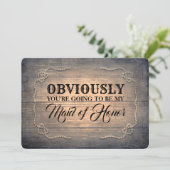 Invitation Demoiselle d'honneur/domestique de bois rustique (Debout devant)