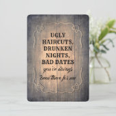 Invitation Demoiselle d'honneur/domestique drôles rustiques (Debout devant)