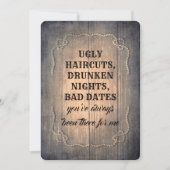 Invitation Demoiselle d'honneur/domestique drôles rustiques (Devant)