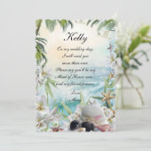 Invitation Demoiselle d'honneur élégante de la plage tropical (Debout devant)