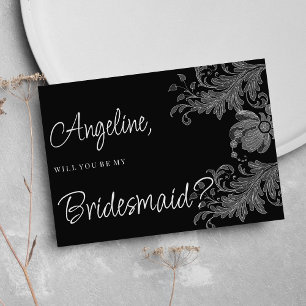 Invitation Demoiselle d'honneur élégante en dentelle florale