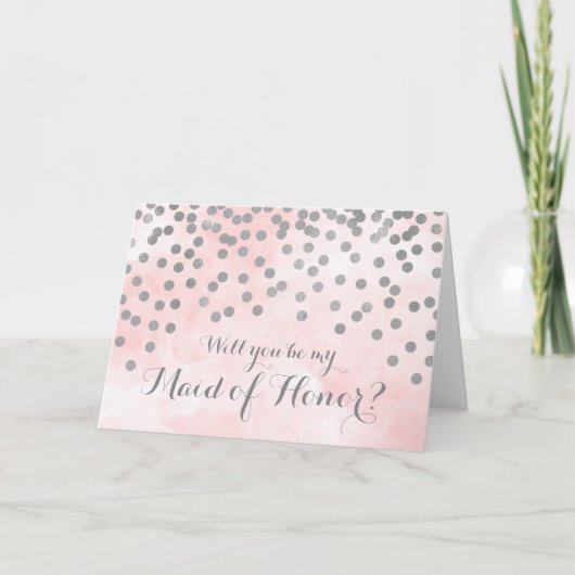 Invitation Demoiselle d'Honneur en aquarelle rose  (Devant)