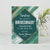 Invitation Demoiselle d'honneur en marbre d'agate abstrait or (Debout devant)