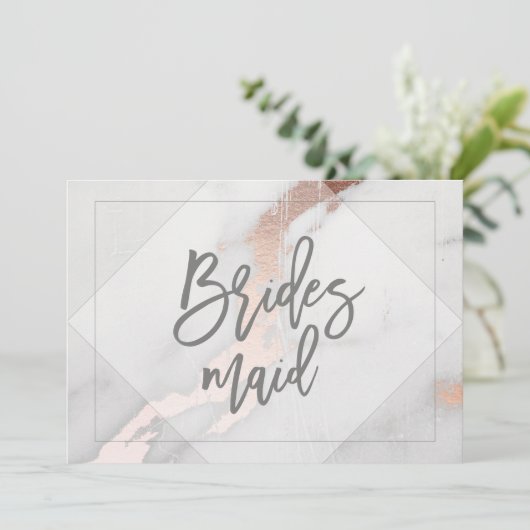 Invitation Demoiselle d'honneur en marbre et or rose (Debout devant)