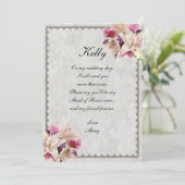 Invitation Demoiselle d'honneur en marbre floral lis blanc (Debout devant)