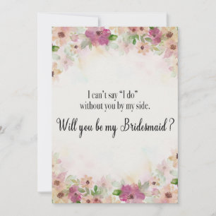 Invitation Demoiselle d'honneur florale aquarelle rose violet