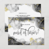 invitation demoiselle d'honneur moderne en or (Devant / Derrière)