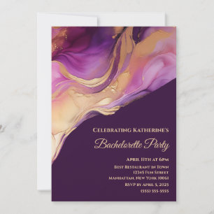 Invitation Demoiselle d'honneur - Moderne Rose Violet et Or