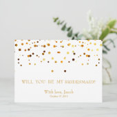 Invitation Demoiselle d'Honneur Paillettes Dorées (Debout devant)