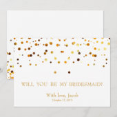 Invitation Demoiselle d'Honneur Paillettes Dorées (Devant / Derrière)