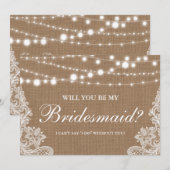 Invitation Demoiselle d'honneur rustique de mariage de toile  (Devant / Derrière)