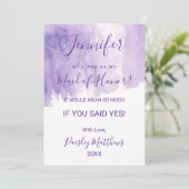 Invitation Demoiselle d'honneur Violet Violet Splash Aquarell (Debout devant)
