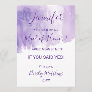 Invitation Demoiselle d'honneur Violet Violet Splash Aquarell