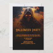 Invitation Démon foncé avec fumée orange Halloween (Devant)