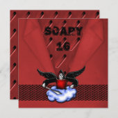 Invitation Demon Hunter Goth Red Scary 16e anniversaire (Devant / Derrière)