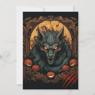 Invitation Demon Werewolf Citrouille Halloween