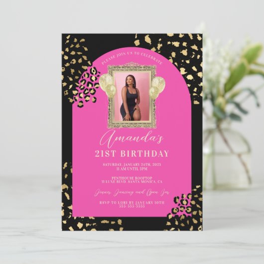 Invitation d'Empreinte de léopard rose (Debout devant)