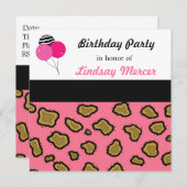 Invitation d'Empreinte de léopard rose (Devant / Derrière)