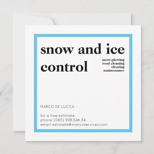 Invitation Déneigement, Services de déneigement (Dos)