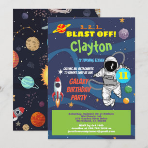 Invitation d'enfant de la galaxie de fête d'annive
