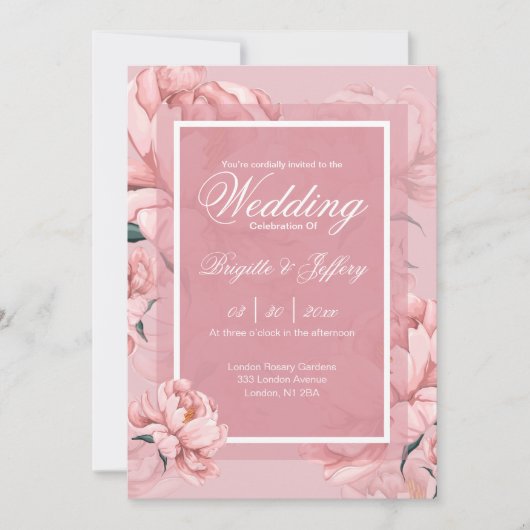 Invitation d'engagement au pivoine rose (Devant)