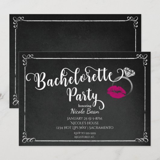 Invitation d'engagement aux lèvres roses pour l'en (Devant / Derrière)