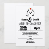 Invitation d'engagement de l'amour de pingouin (Devant / Derrière)