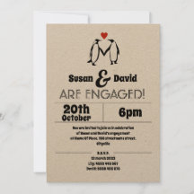 Invitation d'engagement de l'amour de pingouin
