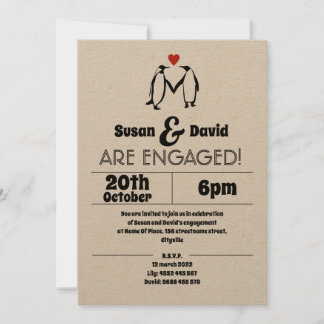 Invitation d'engagement de l'amour de pingouin
