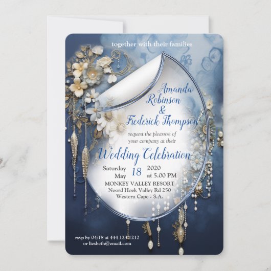 Invitation Denim 3-D tendance Imprimer avec bijoux costume (Devant)