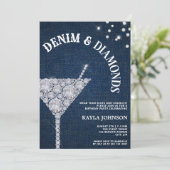 Invitation Denim and Diamonds Elegant Blue Jeans Birthday (Debout devant)