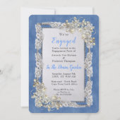 Invitation Denim avec dentelle de crème et perles (Devant)